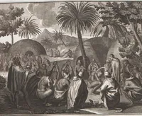 An illustration from Heilige Ceremonien, Gottes und Götzen-Dienste aller Völcker der Welt, Oder Eigentliche Vorstellung und summarischer Begriff, der vornehmsten Gottes-Dienstlichen Pflichten, Kirchen- und Tempel-Gebräuchen, der Christlich- und abgöttischen Völcker der gantzen Welt: Welche Nach des Berühmten Picarts Erfindung in Kupfer gestochen, und verlegt worden (1748)