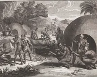 An illustration from Heilige Ceremonien, Gottes und Götzen-Dienste aller Völcker der Welt, Oder Eigentliche Vorstellung und summarischer Begriff, der vornehmsten Gottes-Dienstlichen Pflichten, Kirchen- und Tempel-Gebräuchen, der Christlich- und abgöttischen Völcker der gantzen Welt: Welche Nach des Berühmten Picarts Erfindung in Kupfer gestochen, und verlegt worden (1748)
