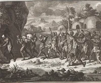 An illustration from Heilige Ceremonien, Gottes und Götzen-Dienste aller Völcker der Welt, Oder Eigentliche Vorstellung und summarischer Begriff, der vornehmsten Gottes-Dienstlichen Pflichten, Kirchen- und Tempel-Gebräuchen, der Christlich- und abgöttischen Völcker der gantzen Welt: Welche Nach des Berühmten Picarts Erfindung in Kupfer gestochen, und verlegt worden (1748)
