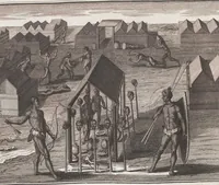 An illustration from Heilige Ceremonien, Gottes und Götzen-Dienste aller Völcker der Welt, Oder Eigentliche Vorstellung und summarischer Begriff, der vornehmsten Gottes-Dienstlichen Pflichten, Kirchen- und Tempel-Gebräuchen, der Christlich- und abgöttischen Völcker der gantzen Welt: Welche Nach des Berühmten Picarts Erfindung in Kupfer gestochen, und verlegt worden (1748)