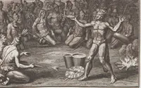 An illustration from Heilige Ceremonien, Gottes und Götzen-Dienste aller Völcker der Welt, Oder Eigentliche Vorstellung und summarischer Begriff, der vornehmsten Gottes-Dienstlichen Pflichten, Kirchen- und Tempel-Gebräuchen, der Christlich- und abgöttischen Völcker der gantzen Welt: Welche Nach des Berühmten Picarts Erfindung in Kupfer gestochen, und verlegt worden (1748)