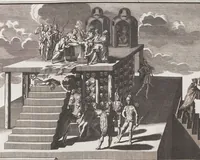An illustration from Heilige Ceremonien, Gottes und Götzen-Dienste aller Völcker der Welt, Oder Eigentliche Vorstellung und summarischer Begriff, der vornehmsten Gottes-Dienstlichen Pflichten, Kirchen- und Tempel-Gebräuchen, der Christlich- und abgöttischen Völcker der gantzen Welt: Welche Nach des Berühmten Picarts Erfindung in Kupfer gestochen, und verlegt worden (1748)