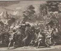 An illustration from Heilige Ceremonien, Gottes und Götzen-Dienste aller Völcker der Welt, Oder Eigentliche Vorstellung und summarischer Begriff, der vornehmsten Gottes-Dienstlichen Pflichten, Kirchen- und Tempel-Gebräuchen, der Christlich- und abgöttischen Völcker der gantzen Welt: Welche Nach des Berühmten Picarts Erfindung in Kupfer gestochen, und verlegt worden (1748)