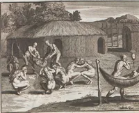 An illustration from Heilige Ceremonien, Gottes und Götzen-Dienste aller Völcker der Welt, Oder Eigentliche Vorstellung und summarischer Begriff, der vornehmsten Gottes-Dienstlichen Pflichten, Kirchen- und Tempel-Gebräuchen, der Christlich- und abgöttischen Völcker der gantzen Welt: Welche Nach des Berühmten Picarts Erfindung in Kupfer gestochen, und verlegt worden (1748)