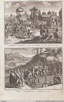 An illustration from Heilige Ceremonien, Gottes und Götzen-Dienste aller Völcker der Welt, Oder Eigentliche Vorstellung und summarischer Begriff, der vornehmsten Gottes-Dienstlichen Pflichten, Kirchen- und Tempel-Gebräuchen, der Christlich- und abgöttischen Völcker der gantzen Welt: Welche Nach des Berühmten Picarts Erfindung in Kupfer gestochen, und verlegt worden (1748)