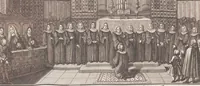Picture 6 of 312 from Heilige Ceremonien, Gottes und Götzen-Dienste aller Völcker der Welt, Oder Eigentliche Vorstellung und summarischer Begriff, der vornehmsten Gottes-Dienstlichen Pflichten, Kirchen- und Tempel-Gebräuchen, der Christlich- und abgöttischen Völcker der gantzen Welt: Welche Nach des Berühmten Picarts Erfindung in Kupfer gestochen, und verlegt worden (1748), leaf 50