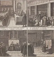 Picture 7 of 312 from Heilige Ceremonien, Gottes und Götzen-Dienste aller Völcker der Welt, Oder Eigentliche Vorstellung und summarischer Begriff, der vornehmsten Gottes-Dienstlichen Pflichten, Kirchen- und Tempel-Gebräuchen, der Christlich- und abgöttischen Völcker der gantzen Welt: Welche Nach des Berühmten Picarts Erfindung in Kupfer gestochen, und verlegt worden (1748), leaf 50
