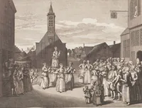 Picture 8 of 312 from Heilige Ceremonien, Gottes und Götzen-Dienste aller Völcker der Welt, Oder Eigentliche Vorstellung und summarischer Begriff, der vornehmsten Gottes-Dienstlichen Pflichten, Kirchen- und Tempel-Gebräuchen, der Christlich- und abgöttischen Völcker der gantzen Welt: Welche Nach des Berühmten Picarts Erfindung in Kupfer gestochen, und verlegt worden (1748), leaf 51