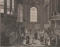 Picture 18 of 312 from Heilige Ceremonien, Gottes und Götzen-Dienste aller Völcker der Welt, Oder Eigentliche Vorstellung und summarischer Begriff, der vornehmsten Gottes-Dienstlichen Pflichten, Kirchen- und Tempel-Gebräuchen, der Christlich- und abgöttischen Völcker der gantzen Welt: Welche Nach des Berühmten Picarts Erfindung in Kupfer gestochen, und verlegt worden (1748), leaf 61