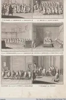 Picture 50 of 312 from Heilige Ceremonien, Gottes und Götzen-Dienste aller Völcker der Welt, Oder Eigentliche Vorstellung und summarischer Begriff, der vornehmsten Gottes-Dienstlichen Pflichten, Kirchen- und Tempel-Gebräuchen, der Christlich- und abgöttischen Völcker der gantzen Welt: Welche Nach des Berühmten Picarts Erfindung in Kupfer gestochen, und verlegt worden (1748), leaf 86