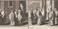 Picture 67 of 312 from Heilige Ceremonien, Gottes und Götzen-Dienste aller Völcker der Welt, Oder Eigentliche Vorstellung und summarischer Begriff, der vornehmsten Gottes-Dienstlichen Pflichten, Kirchen- und Tempel-Gebräuchen, der Christlich- und abgöttischen Völcker der gantzen Welt: Welche Nach des Berühmten Picarts Erfindung in Kupfer gestochen, und verlegt worden (1748), leaf 99