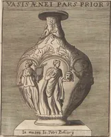 Picture 173 of 196 from Michaelis Angeli Causei De La Chausse Parisini Romanum Museum Sive Thesaurus Eruditae Antiquitatis: In Quo Gemmae, Idola, Insignia Sacerdotalia, Instrumenta sacrificijs, inservientia, Lucernae, Vasa, Bullae, Armillae, Fibulae, Claves, Annulli, Tesserae, Styli, Strigiles, Gutti, Phialae lacrymatoriae, vota, Signa Militaria, Marmora &c. (1707), leaf 310