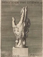 Picture 181 of 196 from Michaelis Angeli Causei De La Chausse Parisini Romanum Museum Sive Thesaurus Eruditae Antiquitatis: In Quo Gemmae, Idola, Insignia Sacerdotalia, Instrumenta sacrificijs, inservientia, Lucernae, Vasa, Bullae, Armillae, Fibulae, Claves, Annulli, Tesserae, Styli, Strigiles, Gutti, Phialae lacrymatoriae, vota, Signa Militaria, Marmora &c. (1707), leaf 319
