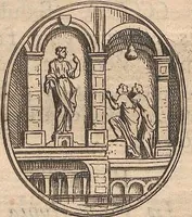 An illustration from Michaelis Angeli Causei De La Chausse Parisini Romanum Museum Sive Thesaurus Eruditae Antiquitatis: In Quo Gemmae, Idola, Insignia Sacerdotalia, Instrumenta sacrificijs, inservientia, Lucernae, Vasa, Bullae, Armillae, Fibulae, Claves, Annulli, Tesserae, Styli, Strigiles, Gutti, Phialae lacrymatoriae, vota, Signa Militaria, Marmora &c. (1707)