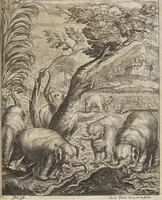 An illustration from D. Georg. Christoph. Petri ab Hartenfelß/ Consiliarii Et Archiatri Moguntini &c. &c. Elephantographia Curiosa: Cui Accessit Ejusdem Auctoris Oratio Panegyrica De Elephantis, Publice In Actu Doctorali Erfordiæ Habita; Nec Non Justi Lipsii Epistola De Eodem Argumento Erudite Conscripta: In Fine Adjectus Est Index Rerum Notabilium Locupletissimus