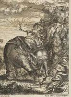An illustration from D. Georg. Christoph. Petri ab Hartenfelß/ Consiliarii Et Archiatri Moguntini &c. &c. Elephantographia Curiosa: Cui Accessit Ejusdem Auctoris Oratio Panegyrica De Elephantis, Publice In Actu Doctorali Erfordiæ Habita; Nec Non Justi Lipsii Epistola De Eodem Argumento Erudite Conscripta: In Fine Adjectus Est Index Rerum Notabilium Locupletissimus