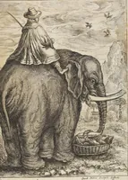 An illustration from D. Georg. Christoph. Petri ab Hartenfelß/ Consiliarii Et Archiatri Moguntini &c. &c. Elephantographia Curiosa: Cui Accessit Ejusdem Auctoris Oratio Panegyrica De Elephantis, Publice In Actu Doctorali Erfordiæ Habita; Nec Non Justi Lipsii Epistola De Eodem Argumento Erudite Conscripta: In Fine Adjectus Est Index Rerum Notabilium Locupletissimus