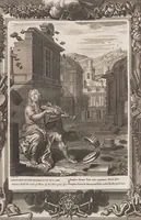 Picture 63 of 81 from Neueröffneter Musen-Tempel: welcher das allermerkwürdigste, aus den Fabeln der Alten in 60 auserlesenen und schönen Kupfern von Bernard Picart und andern kunstreichen Männern vorstellet ; mit deutlichen Erklärungen und Anmerkungen (1754), leaf 185