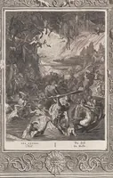 Picture 73 of 81 from Neueröffneter Musen-Tempel: welcher das allermerkwürdigste, aus den Fabeln der Alten in 60 auserlesenen und schönen Kupfern von Bernard Picart und andern kunstreichen Männern vorstellet ; mit deutlichen Erklärungen und Anmerkungen (1754), leaf 221