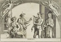 An illustration from Le pitture antiche delle grotte di Roma, e del sepolcro de' Nasonj: disegnate, & intagliate alla similitudine degli antichi originali (1706)