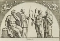 An illustration from Le pitture antiche delle grotte di Roma, e del sepolcro de' Nasonj: disegnate, & intagliate alla similitudine degli antichi originali (1706)