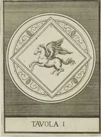 An illustration from Le pitture antiche delle grotte di Roma, e del sepolcro de' Nasonj: disegnate, & intagliate alla similitudine degli antichi originali (1706)