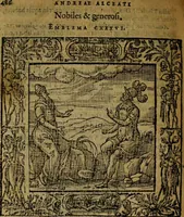 Picture 167 of 256 from Omnia Andreae Alciati v.c. emblemata [electronic resource]: cum commentariis, quibus emblematum omnium aperta origine, mens auctoris explicatur, & obscura omnia dubiáque illustrantur (1581), leaf 512