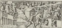 An illustration from Colonna Traiana eretta dal Senato, e popolo romano all'imperatore Traiano Avgvsto nel svo foro in Roma [electronic resource]: scolpita con l'historie della gverra dacica la prima e la seconda espeditione, e vittoria contro il re Decebalo (1673)