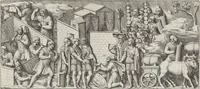 Picture 53 of 134 from Colonna Traiana eretta dal Senato, e popolo romano all'imperatore Traiano Avgvsto nel svo foro in Roma [electronic resource]: scolpita con l'historie della gverra dacica la prima e la seconda espeditione, e vittoria contro il re Decebalo (1673), leaf 105