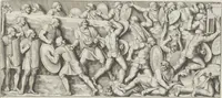 Picture 64 of 134 from Colonna Traiana eretta dal Senato, e popolo romano all'imperatore Traiano Avgvsto nel svo foro in Roma [electronic resource]: scolpita con l'historie della gverra dacica la prima e la seconda espeditione, e vittoria contro il re Decebalo (1673), leaf 127