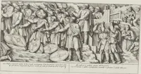 An illustration from Colonna Traiana eretta dal Senato, e popolo romano all'imperatore Traiano Avgvsto nel svo foro in Roma [electronic resource]: scolpita con l'historie della gverra dacica la prima e la seconda espeditione, e vittoria contro il re Decebalo (1673)