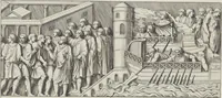 An illustration from Colonna Traiana eretta dal Senato, e popolo romano all'imperatore Traiano Avgvsto nel svo foro in Roma [electronic resource]: scolpita con l'historie della gverra dacica la prima e la seconda espeditione, e vittoria contro il re Decebalo (1673)