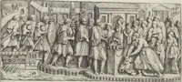 An illustration from Colonna Traiana eretta dal Senato, e popolo romano all'imperatore Traiano Avgvsto nel svo foro in Roma [electronic resource]: scolpita con l'historie della gverra dacica la prima e la seconda espeditione, e vittoria contro il re Decebalo (1673)