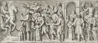 An illustration from Colonna Traiana eretta dal Senato, e popolo romano all'imperatore Traiano Avgvsto nel svo foro in Roma [electronic resource]: scolpita con l'historie della gverra dacica la prima e la seconda espeditione, e vittoria contro il re Decebalo (1673)