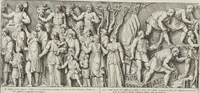 An illustration from Colonna Traiana eretta dal Senato, e popolo romano all'imperatore Traiano Avgvsto nel svo foro in Roma [electronic resource]: scolpita con l'historie della gverra dacica la prima e la seconda espeditione, e vittoria contro il re Decebalo (1673)