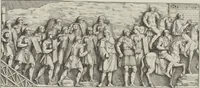An illustration from Colonna Traiana eretta dal Senato, e popolo romano all'imperatore Traiano Avgvsto nel svo foro in Roma [electronic resource]: scolpita con l'historie della gverra dacica la prima e la seconda espeditione, e vittoria contro il re Decebalo (1673)