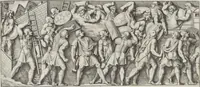 An illustration from Colonna Traiana eretta dal Senato, e popolo romano all'imperatore Traiano Avgvsto nel svo foro in Roma [electronic resource]: scolpita con l'historie della gverra dacica la prima e la seconda espeditione, e vittoria contro il re Decebalo (1673)