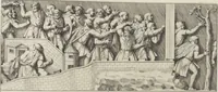 An illustration from Colonna Traiana eretta dal Senato, e popolo romano all'imperatore Traiano Avgvsto nel svo foro in Roma [electronic resource]: scolpita con l'historie della gverra dacica la prima e la seconda espeditione, e vittoria contro il re Decebalo (1673)