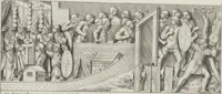 An illustration from Colonna Traiana eretta dal Senato, e popolo romano all'imperatore Traiano Avgvsto nel svo foro in Roma [electronic resource]: scolpita con l'historie della gverra dacica la prima e la seconda espeditione, e vittoria contro il re Decebalo (1673)