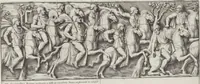 An illustration from Colonna Traiana eretta dal Senato, e popolo romano all'imperatore Traiano Avgvsto nel svo foro in Roma [electronic resource]: scolpita con l'historie della gverra dacica la prima e la seconda espeditione, e vittoria contro il re Decebalo (1673)