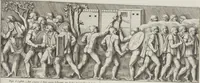 An illustration from Colonna Traiana eretta dal Senato, e popolo romano all'imperatore Traiano Avgvsto nel svo foro in Roma [electronic resource]: scolpita con l'historie della gverra dacica la prima e la seconda espeditione, e vittoria contro il re Decebalo (1673)
