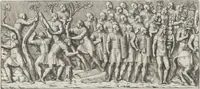 Picture 28 of 134 from Colonna Traiana eretta dal Senato, e popolo romano all'imperatore Traiano Avgvsto nel svo foro in Roma [electronic resource]: scolpita con l'historie della gverra dacica la prima e la seconda espeditione, e vittoria contro il re Decebalo (1673), leaf 55