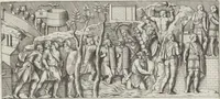 An illustration from Colonna Traiana eretta dal Senato, e popolo romano all'imperatore Traiano Avgvsto nel svo foro in Roma [electronic resource]: scolpita con l'historie della gverra dacica la prima e la seconda espeditione, e vittoria contro il re Decebalo (1673)