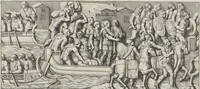 An illustration from Colonna Traiana eretta dal Senato, e popolo romano all'imperatore Traiano Avgvsto nel svo foro in Roma [electronic resource]: scolpita con l'historie della gverra dacica la prima e la seconda espeditione, e vittoria contro il re Decebalo (1673)