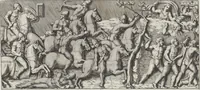 An illustration from Colonna Traiana eretta dal Senato, e popolo romano all'imperatore Traiano Avgvsto nel svo foro in Roma [electronic resource]: scolpita con l'historie della gverra dacica la prima e la seconda espeditione, e vittoria contro il re Decebalo (1673)