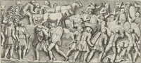 Picture 42 of 134 from Colonna Traiana eretta dal Senato, e popolo romano all'imperatore Traiano Avgvsto nel svo foro in Roma [electronic resource]: scolpita con l'historie della gverra dacica la prima e la seconda espeditione, e vittoria contro il re Decebalo (1673), leaf 83