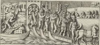 Picture 46 of 134 from Colonna Traiana eretta dal Senato, e popolo romano all'imperatore Traiano Avgvsto nel svo foro in Roma [electronic resource]: scolpita con l'historie della gverra dacica la prima e la seconda espeditione, e vittoria contro il re Decebalo (1673), leaf 91