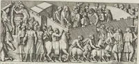 An illustration from Colonna Traiana eretta dal Senato, e popolo romano all'imperatore Traiano Avgvsto nel svo foro in Roma [electronic resource]: scolpita con l'historie della gverra dacica la prima e la seconda espeditione, e vittoria contro il re Decebalo (1673)