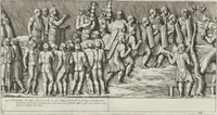 Picture 50 of 134 from Colonna Traiana eretta dal Senato, e popolo romano all'imperatore Traiano Avgvsto nel svo foro in Roma [electronic resource]: scolpita con l'historie della gverra dacica la prima e la seconda espeditione, e vittoria contro il re Decebalo (1673), leaf 99
