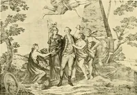 An illustration from Decorative textiles; an illustrated book on coverings for furniture, walls and floors, including damasks, brocades and velvets, tapestries, laces, embroideries, chintzes, cretones, drapery and furniture trimmings, wall papers, carpets and rugs, tooled and illuminated leathers (1918)